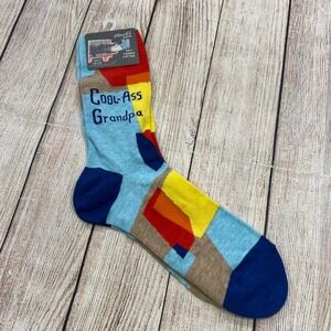 Blue Q Cool-Ass Grandpa Mens Crew Socks Multicolor Geometric SW877 NWT Size 7-12